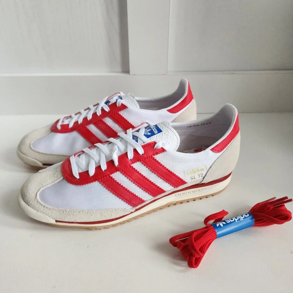 Adidas SL 72 75th Anniversary Cloud White Better Scarlet Red Women's Sz 8 JP5277